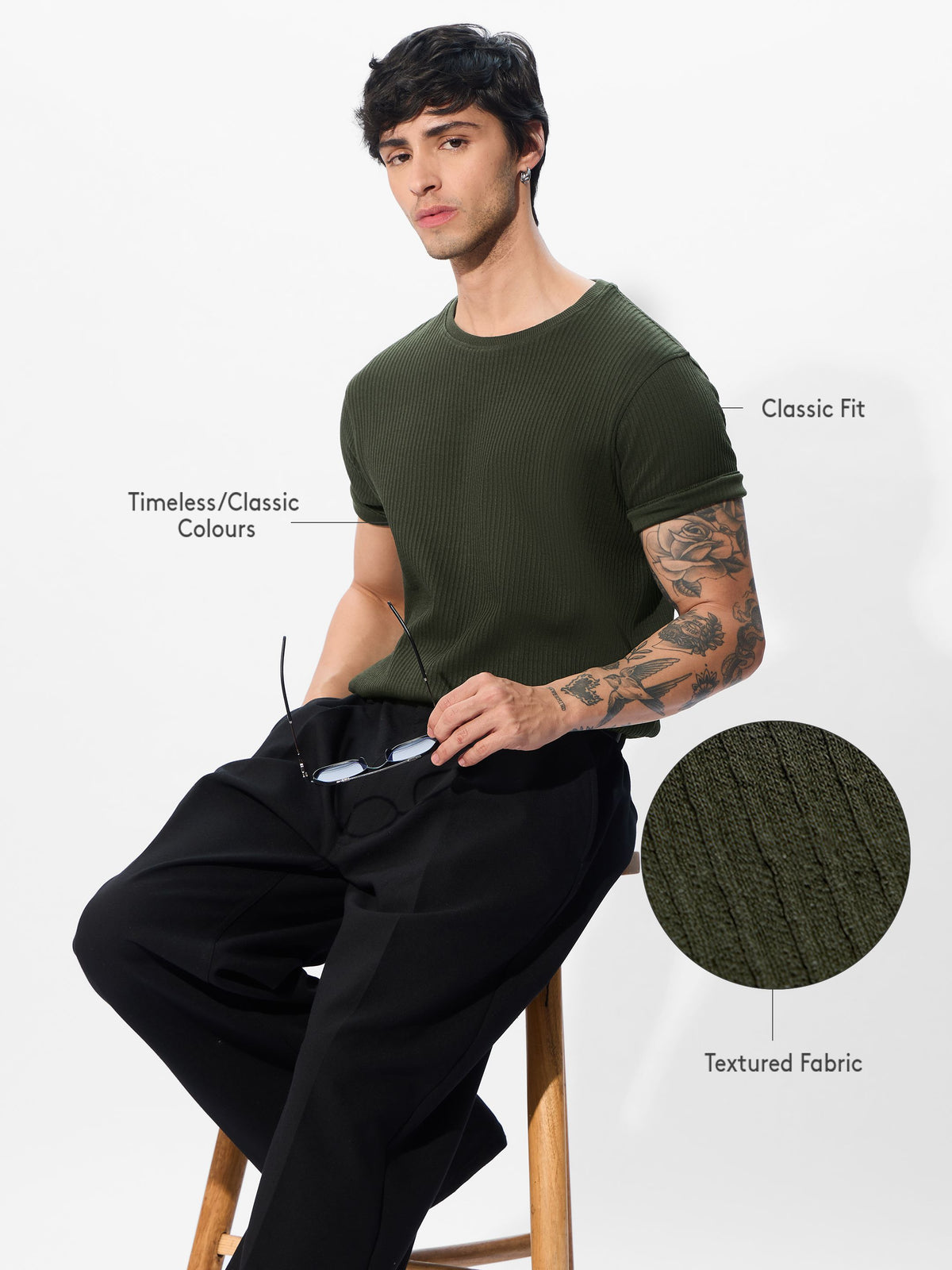 Korean T-shirt: Olive T-Shirts