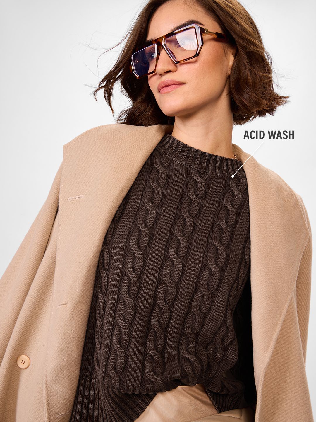 Cable Knit Sweater: Mocha Women Oversized Sweaters