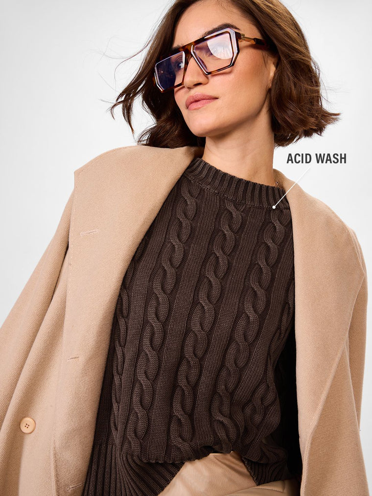 Cable Knit Sweater: Mocha Women Oversized Sweaters