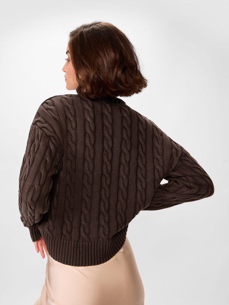 Cable Knit Sweater: Mocha Women Oversized Sweaters