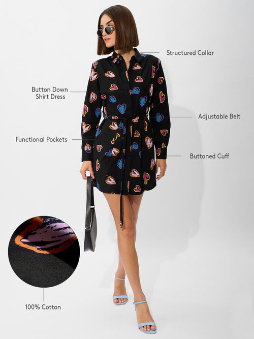 Shirt Dress: Hearts Women Shirt Dresses