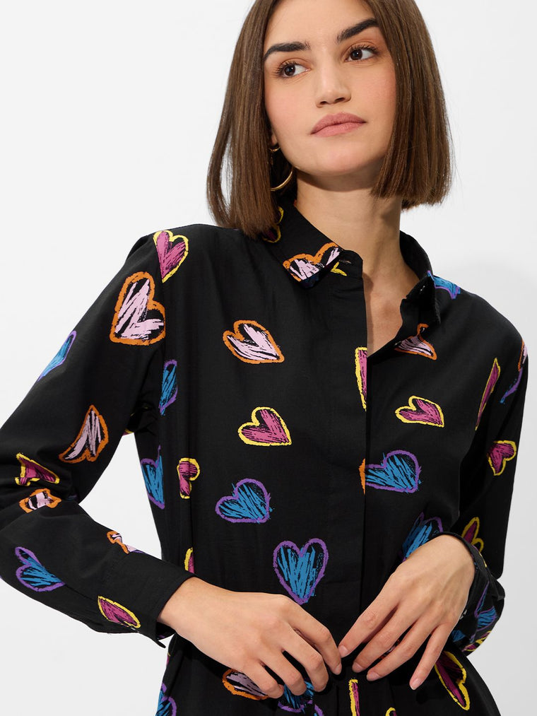 Shirt Dress: Hearts Women Shirt Dresses