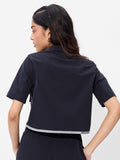 Solids: Classic Navy Women Cropped Shirts