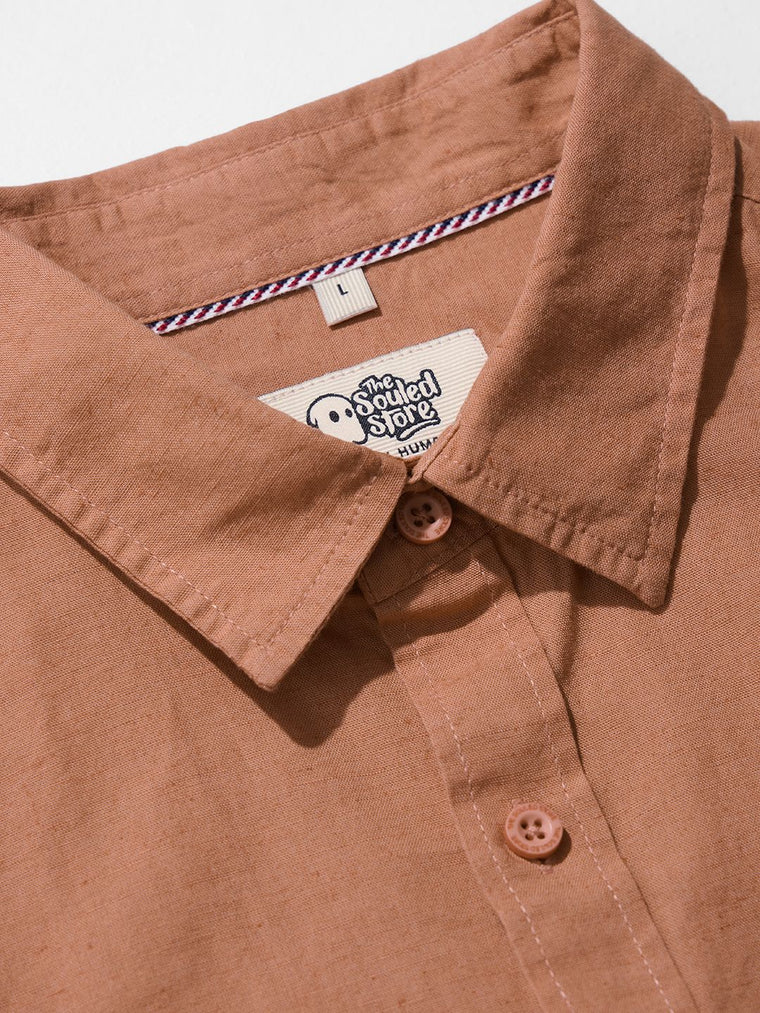 Cotton Linen: Coral Peach Cotton Linen Shirts
