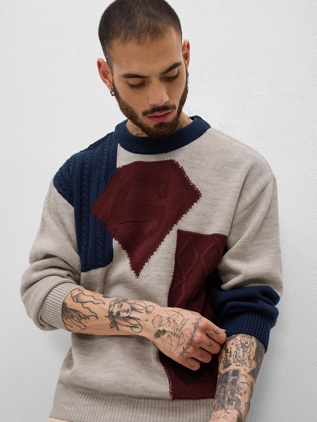 Colourblock Pullover: Superman Oversized Pullovers