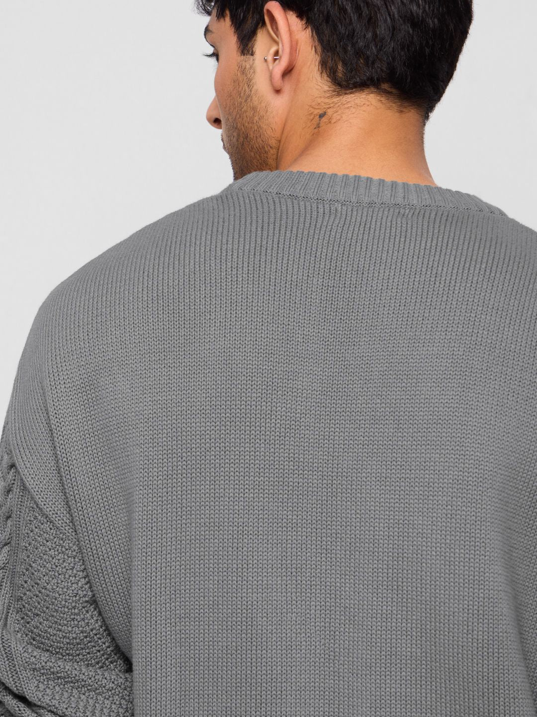 Cable Knit Pullover: Stone Grey Oversized Pullovers