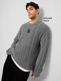 Cable Knit Pullover: Stone Grey Oversized Pullovers
