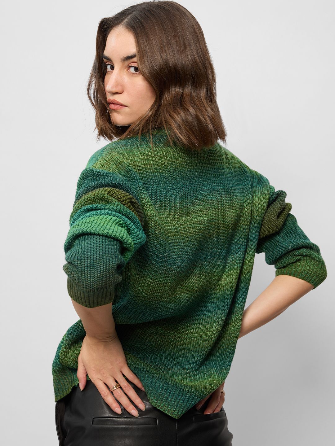 Knitted Ombre Sweater: Fern Women Oversized Sweaters