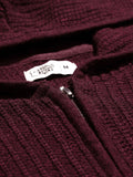 Knitted Hooded Sweater: Maroon Women Super Oversized Sweaters
