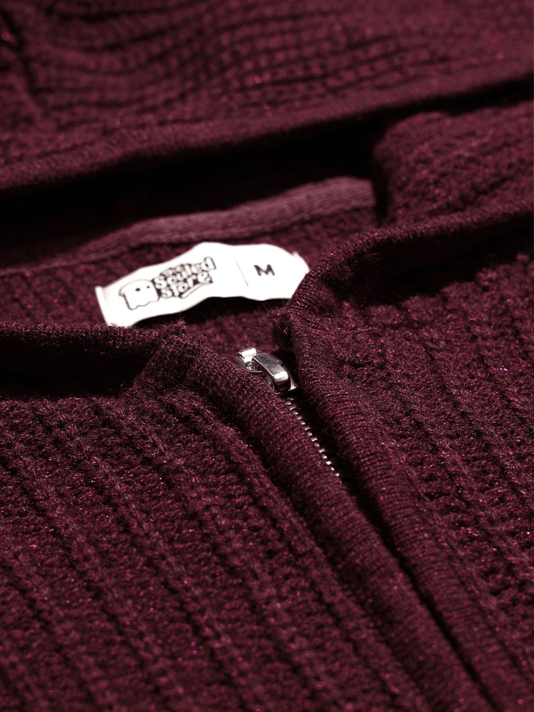 Knitted Hooded Sweater: Maroon Women Super Oversized Sweaters