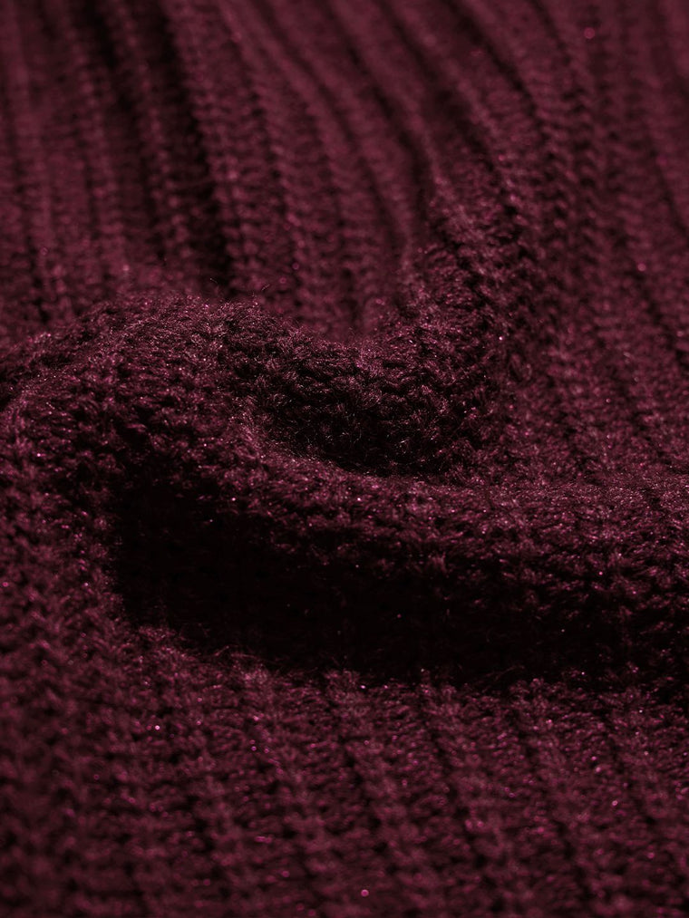 Knitted Hooded Sweater: Maroon Women Super Oversized Sweaters