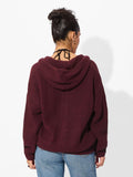 Knitted Hooded Sweater: Maroon Women Super Oversized Sweaters