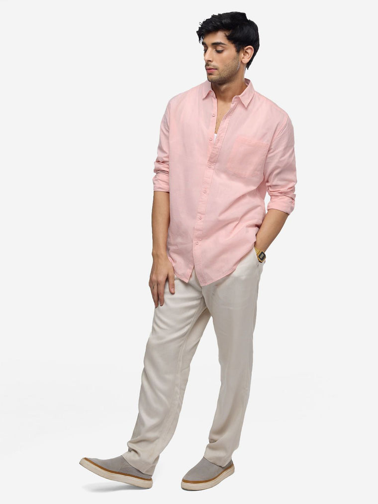 Cotton Linen: Lobster Bisque Cotton Linen Shirts