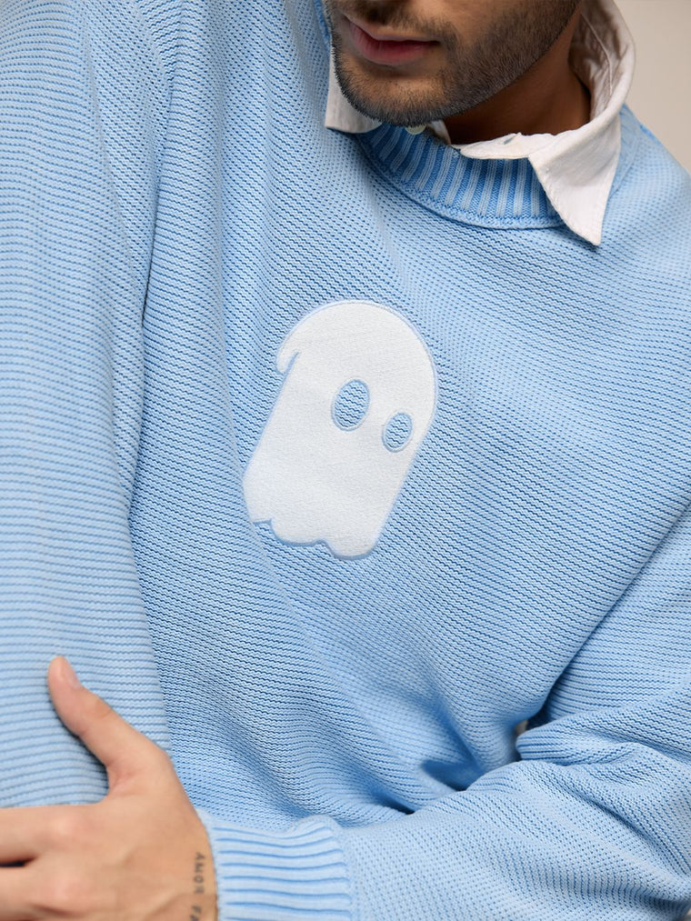 Knitted Pullover: Blue Wave Oversized Pullovers