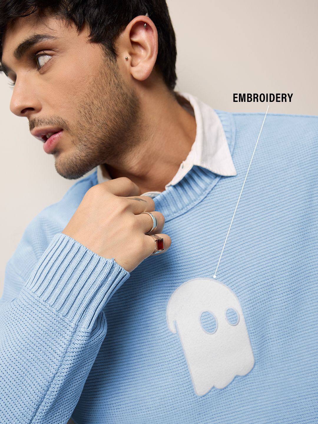 Knitted Pullover: Blue Wave Oversized Pullovers