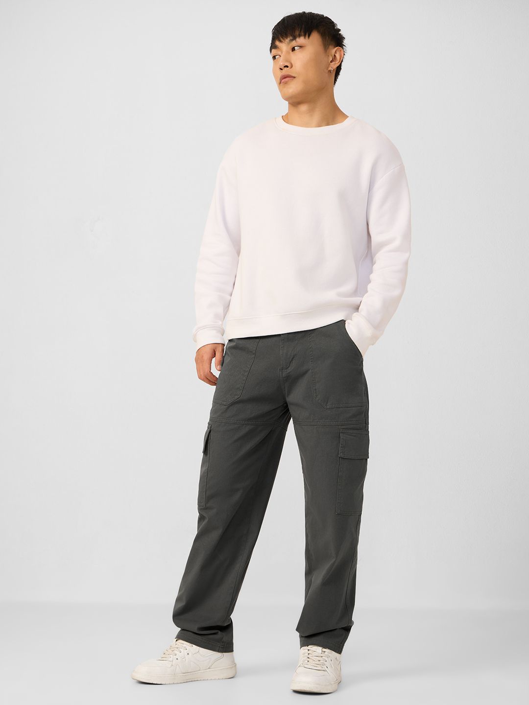 Solids: Charcoal Black Men Cargo Pants