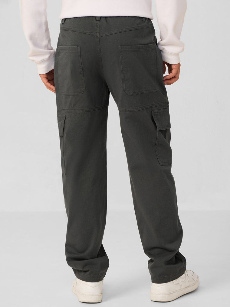 Solids: Charcoal Black Men Cargo Pants