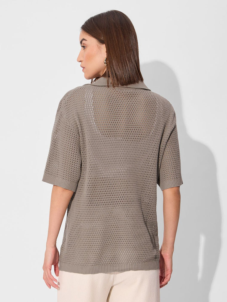 Open Knit Shirt: Milano Women Oversized Shirts