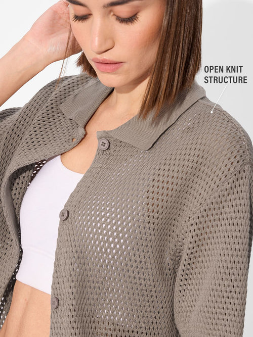 Open Knit Shirt: Milano Women Oversized Shirts
