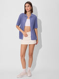 Open Knit Shirt: Garnet Women Oversized Shirts