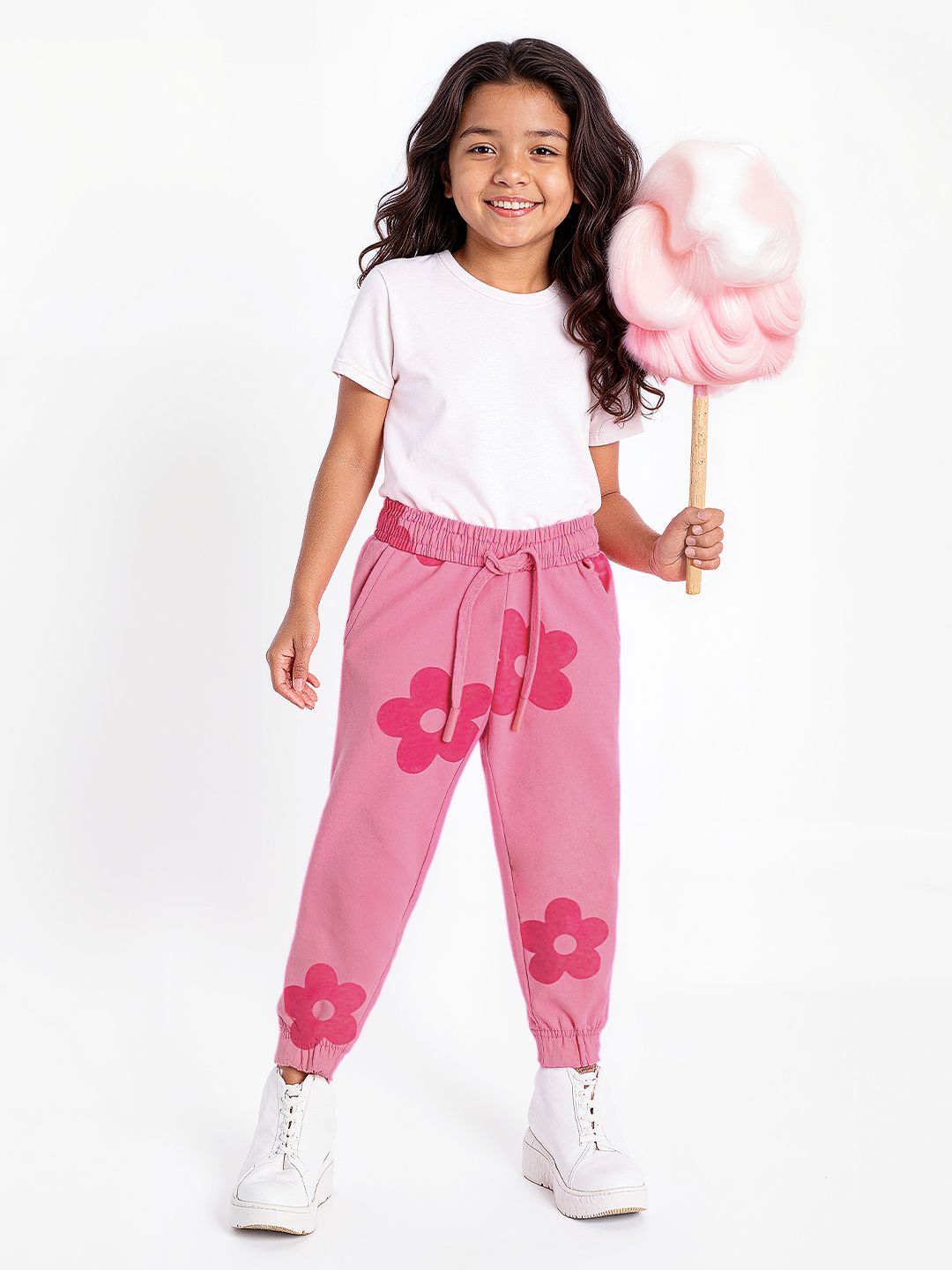 TSS Originals: Pink Flora Girls Cotton Joggers (2-8 Yrs)