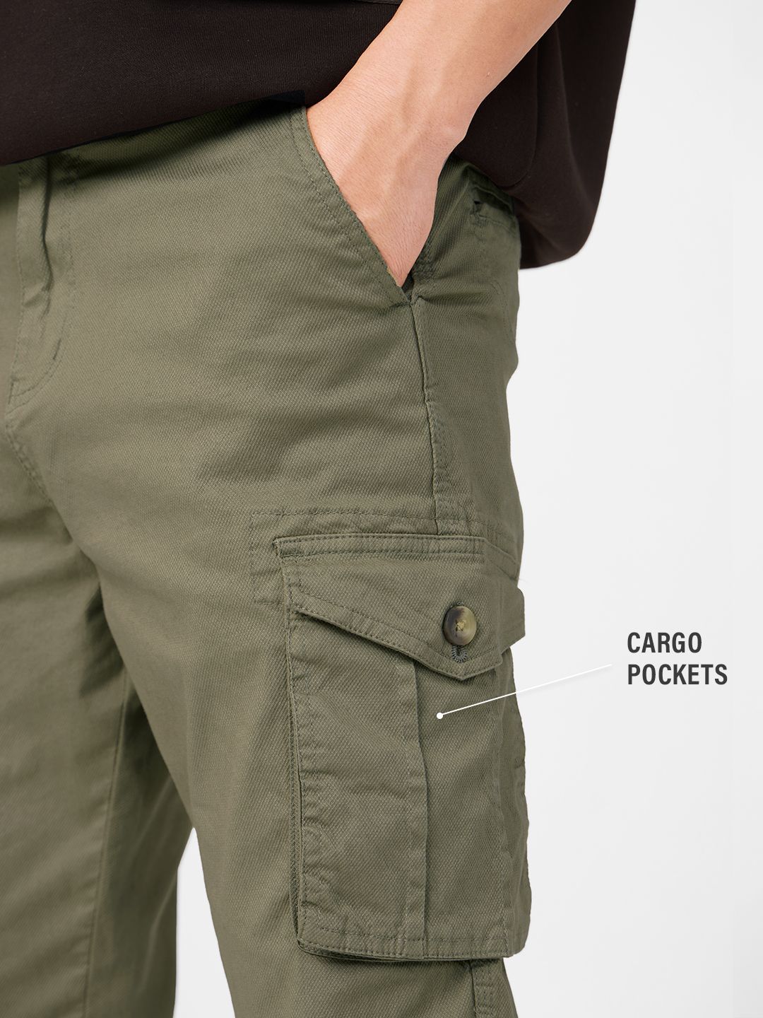 Solids: Gator Green Men Cargo Pants