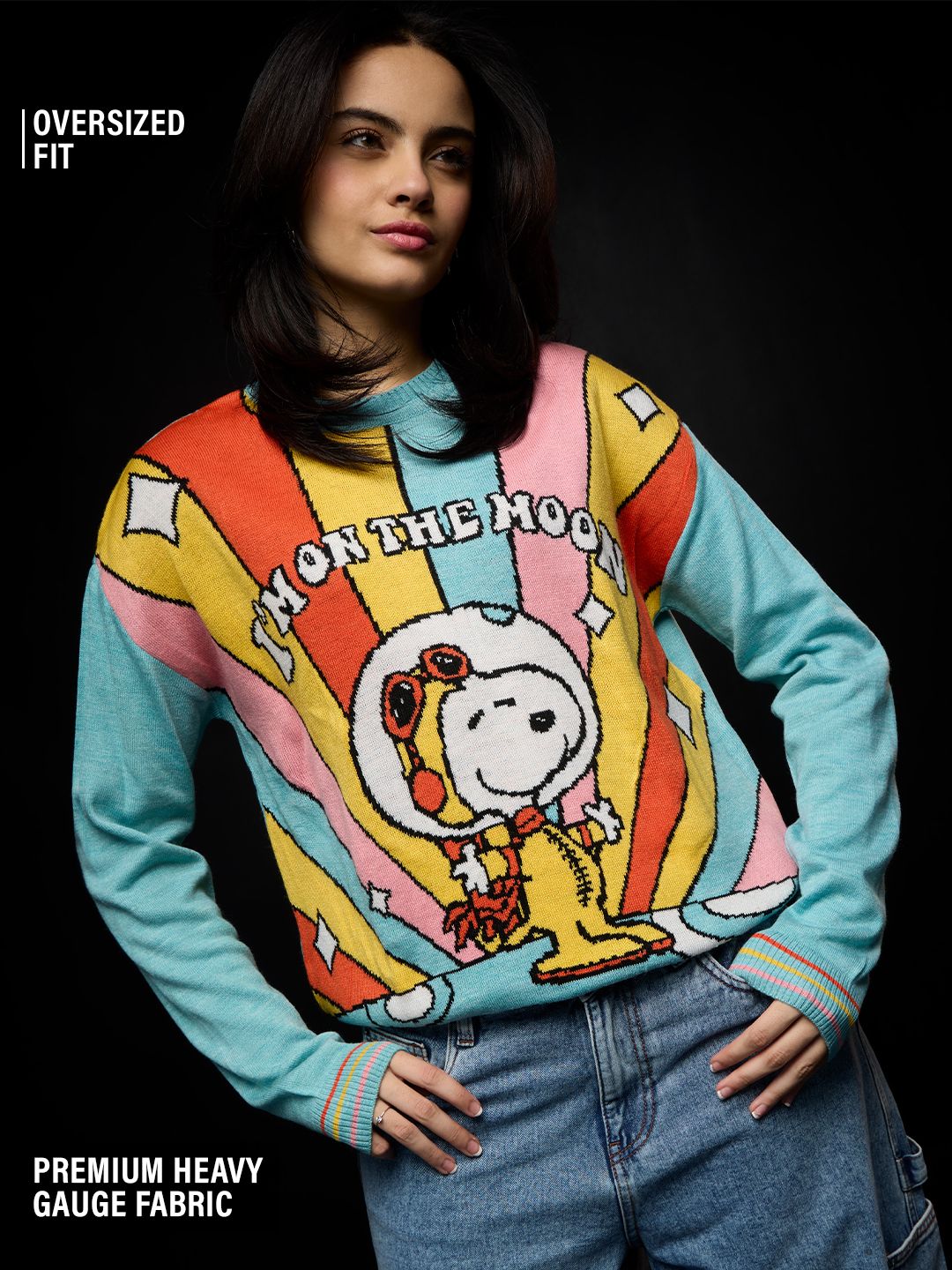 Peanuts: On The Moon Women Oversized Sweaters