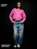 Solids: Pink Carnation Women Oversized Sweatshirts