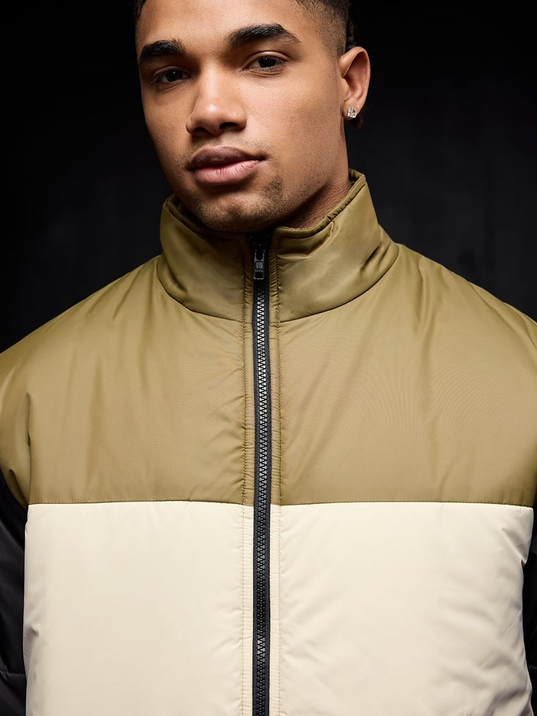 Solids: Black, Cream, Khaki (Colourblock) Men Puffer Jackets