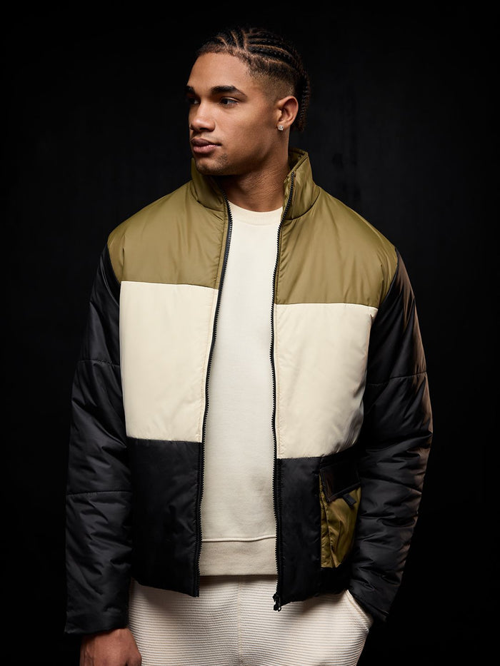 Solids: Black, Cream, Khaki (Colourblock) Men Puffer Jackets
