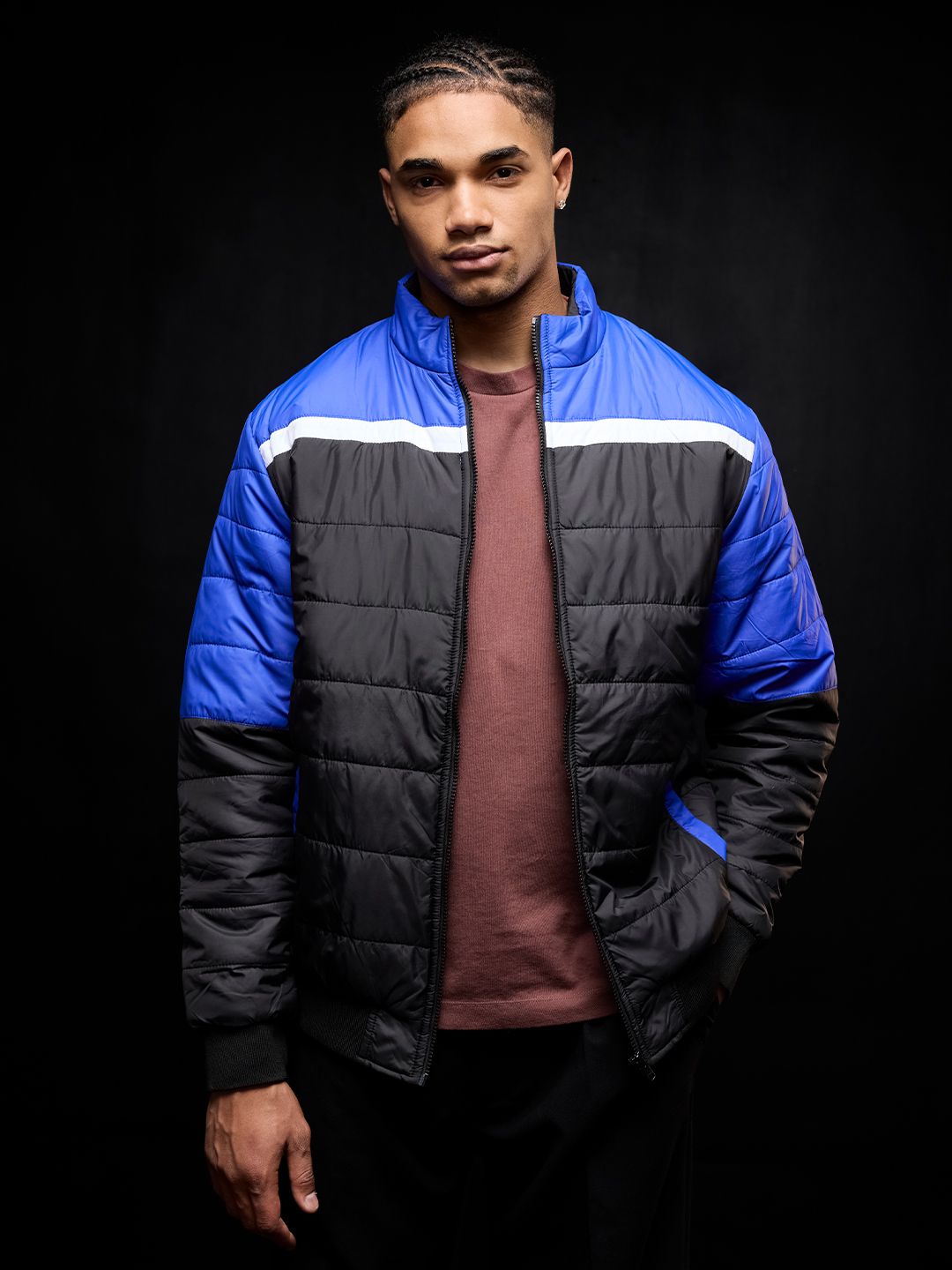 Solids: Colorblock Men Puffer Jackets