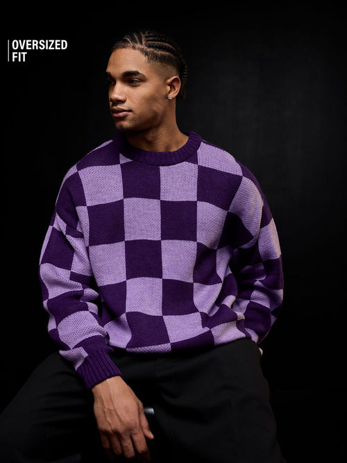 TSS Originals: Violet Chess Oversized Pullovers