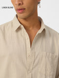 Cotton Linen: Beige Cotton Linen Shirts
