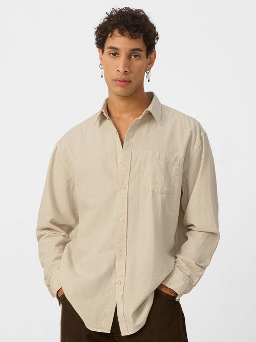 Cotton Linen: Beige Cotton Linen Shirts