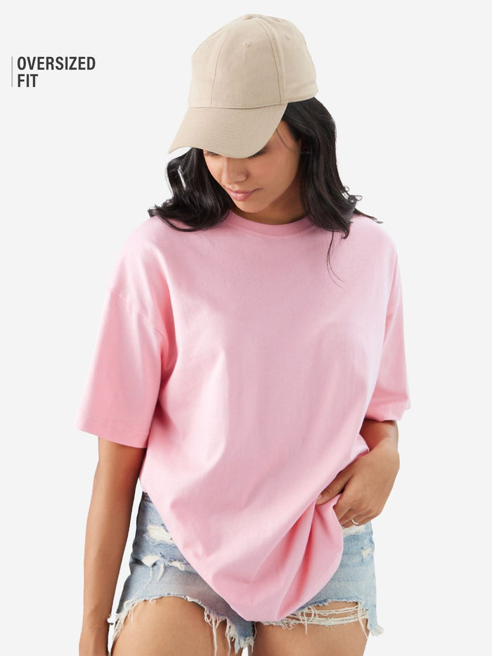 Street Solids: Baby Pink Women Oversized T-Shirts