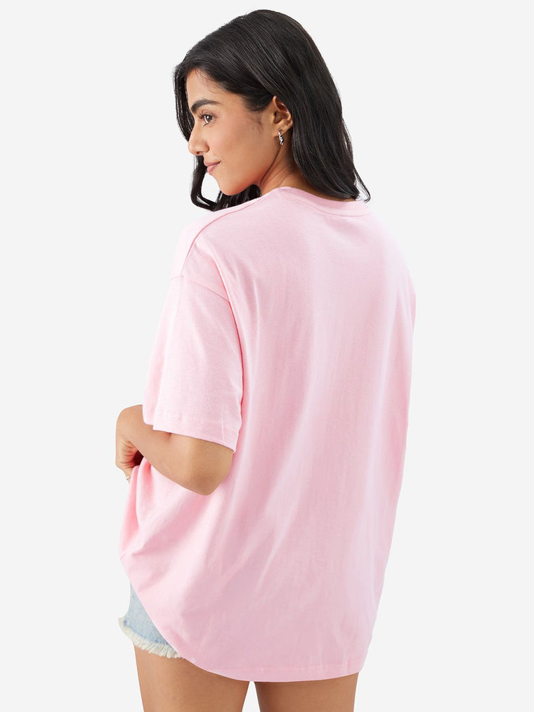 Street Solids: Baby Pink Women Oversized T-Shirts