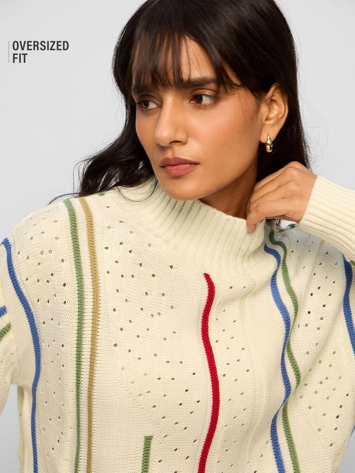 Pointelle Knitted Sweater: Eden Women Oversized Sweaters