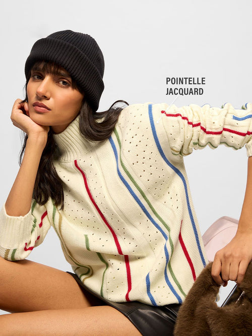 Pointelle Knitted Sweater: Eden Women Oversized Sweaters