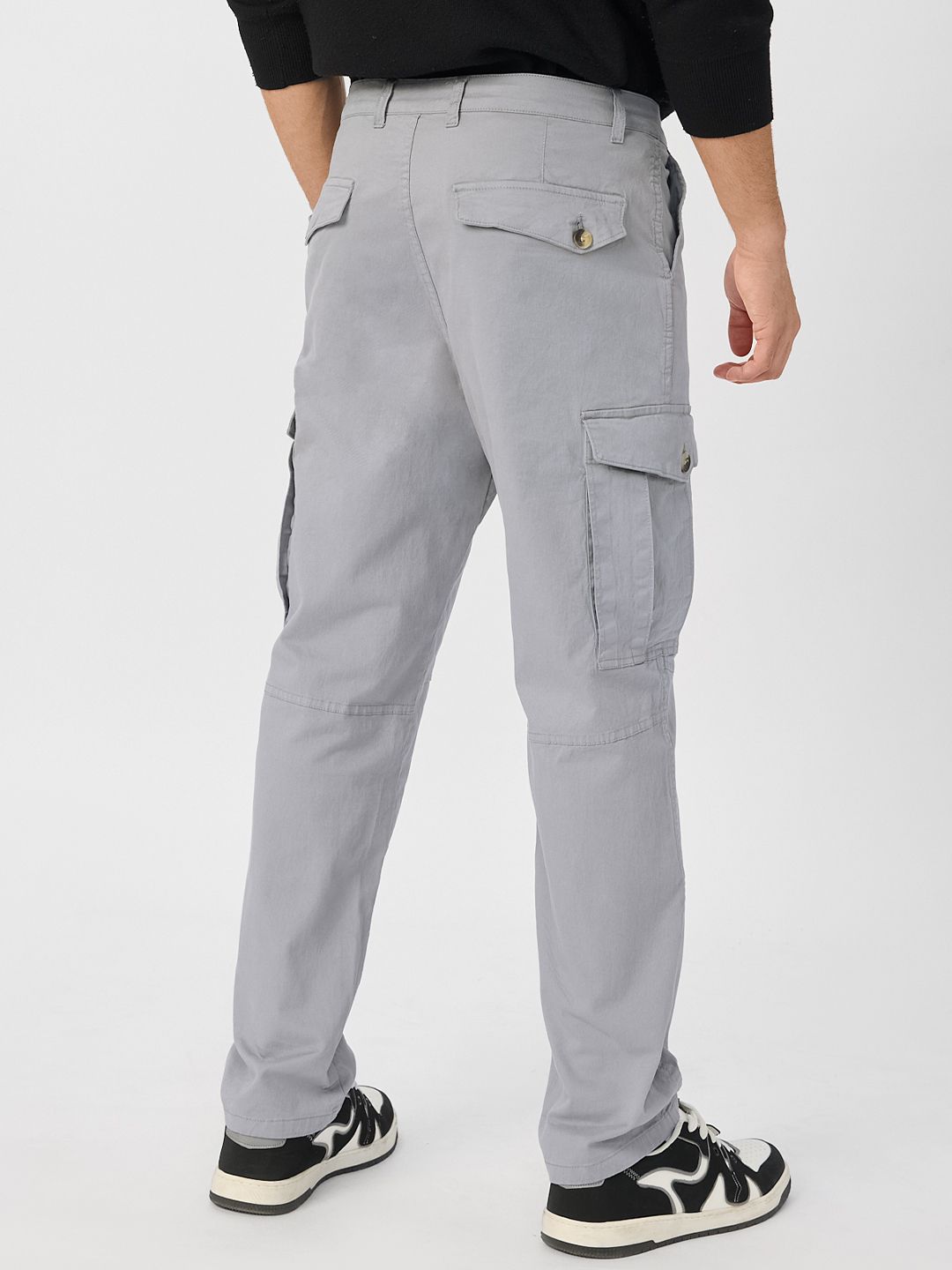 Solids: Stone Grey Men Cargo Pants