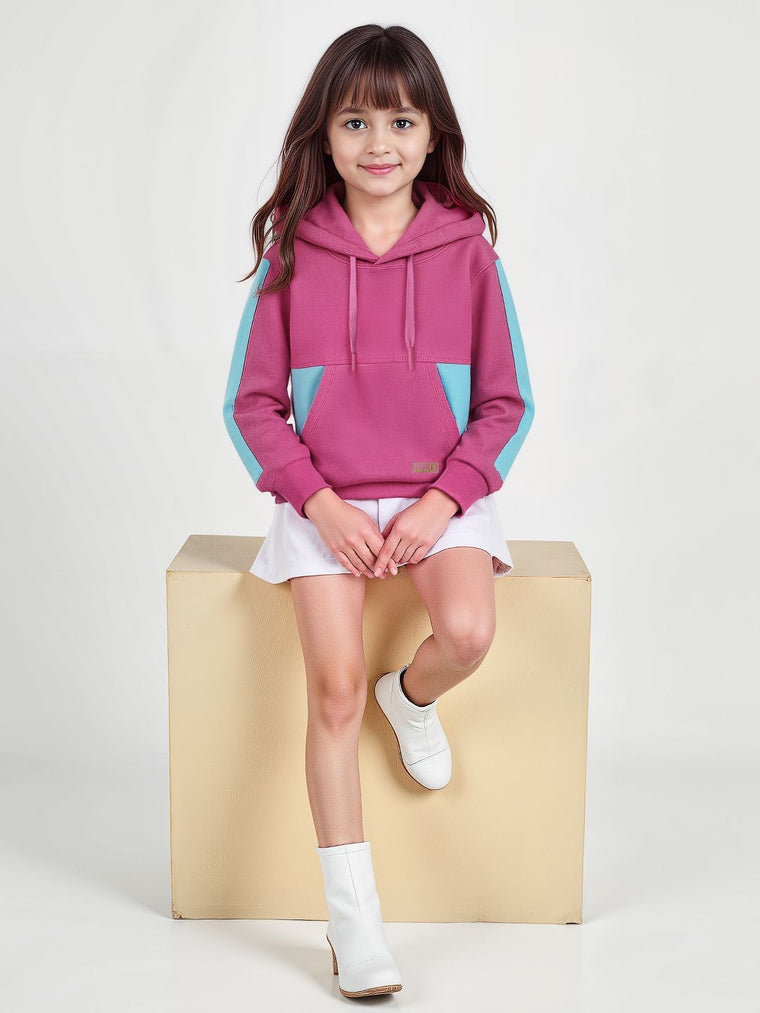 Hoodie: Seafoam Pink Girls Cotton Hoodies (2-8 Yrs)