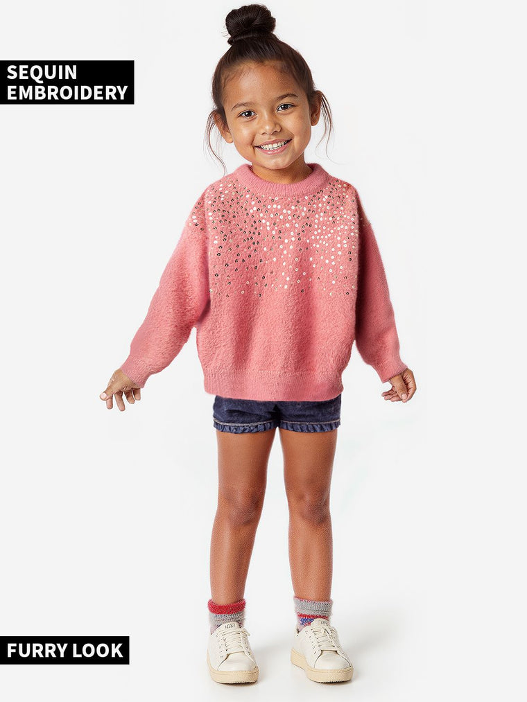 TSS Originals: Pink Glitter Girls Sweaters (2-8 Yrs)