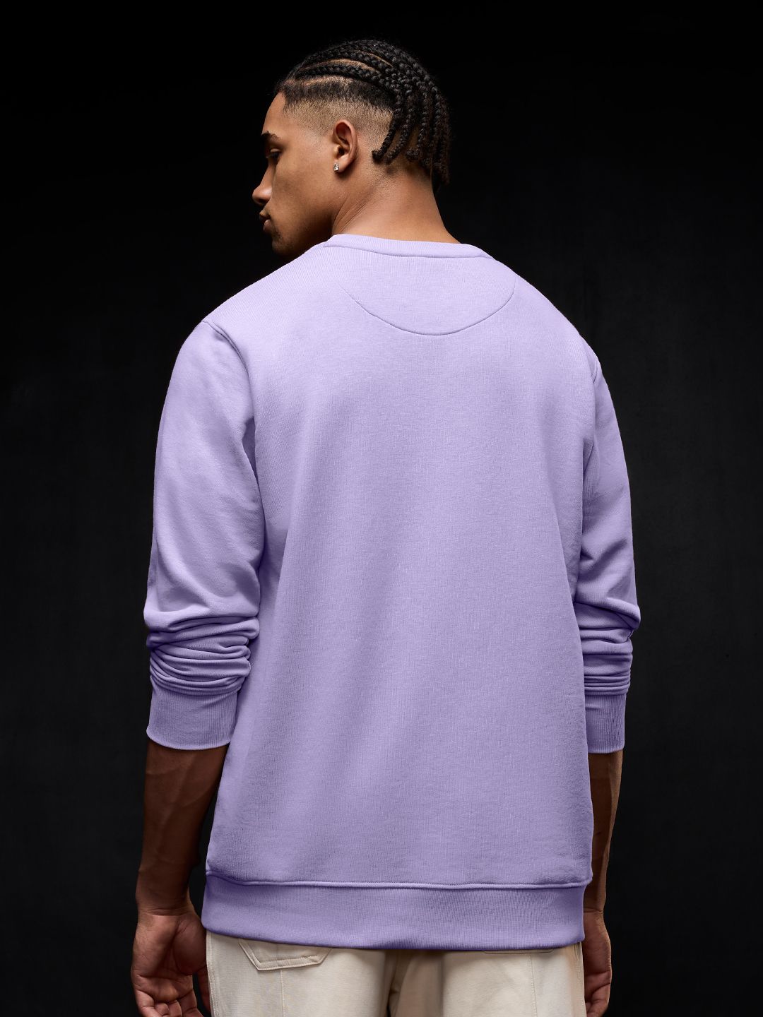 Solids: Lavender Men Oversized Sweatshirts