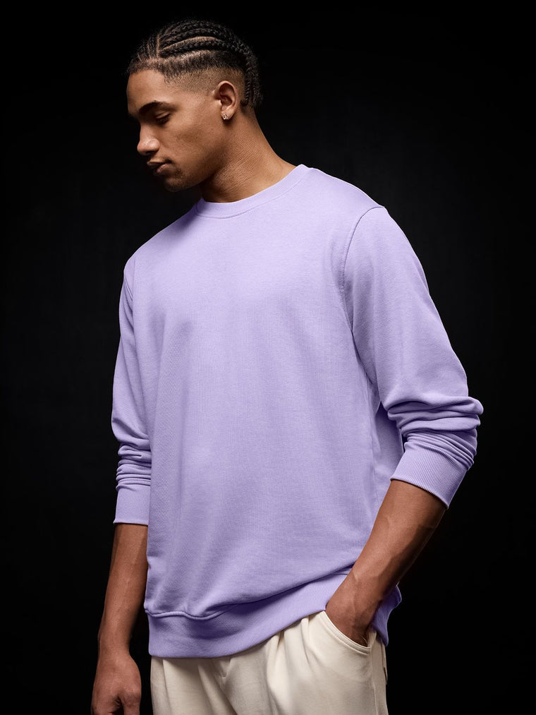 Solids: Lavender Men Oversized Sweatshirts