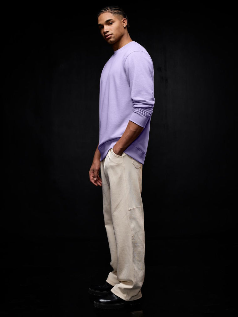 Solids: Lavender Men Oversized Sweatshirts