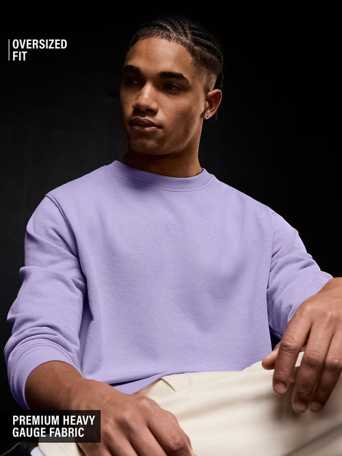 Solids: Lavender Men Oversized Sweatshirts