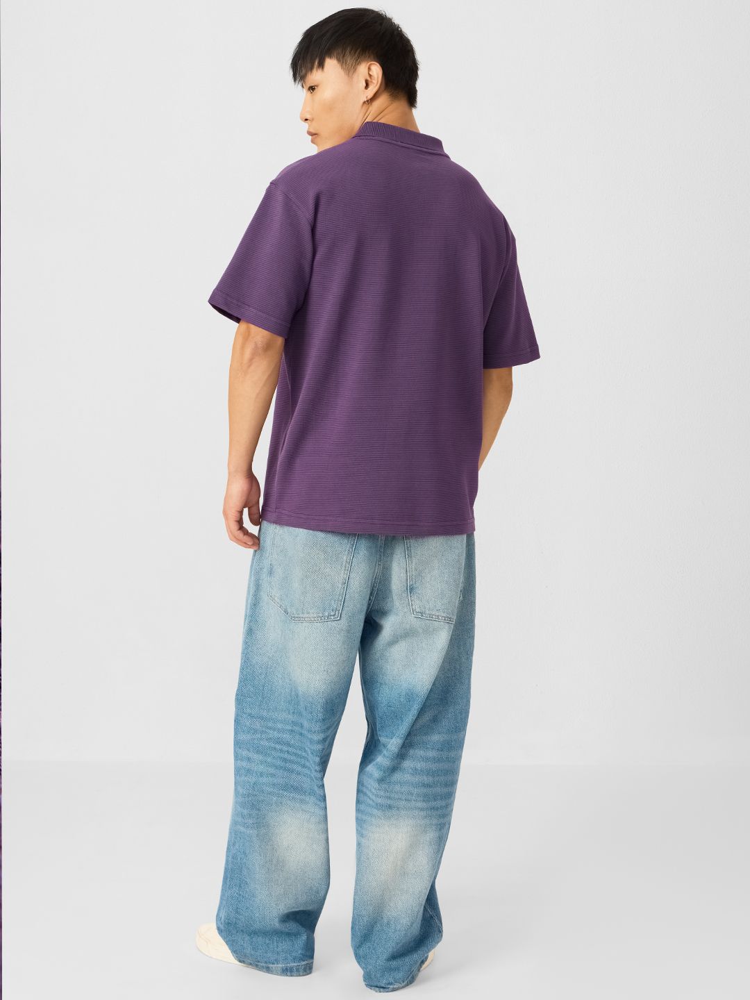 Ottoman Zipper Polo: Purple Oversized Polos