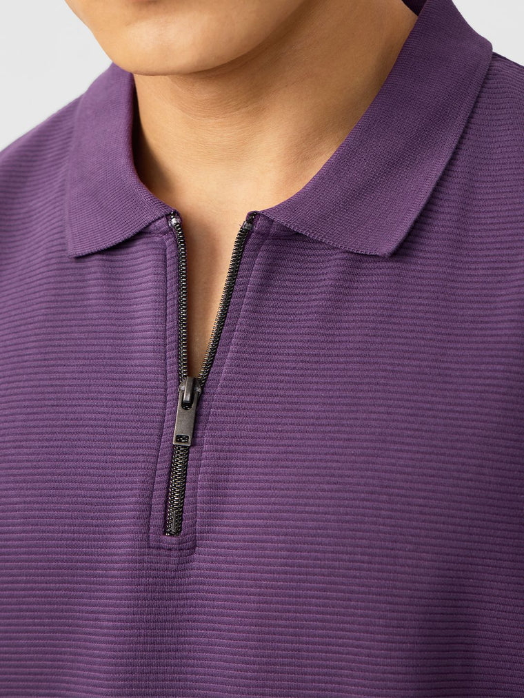 Ottoman Zipper Polo: Purple Oversized Polos
