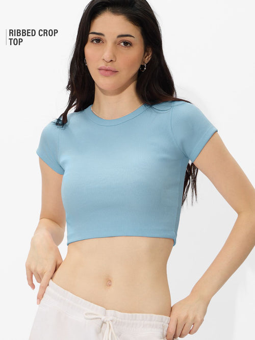 Essential Solids: Sky Blue Women Knit Tops
