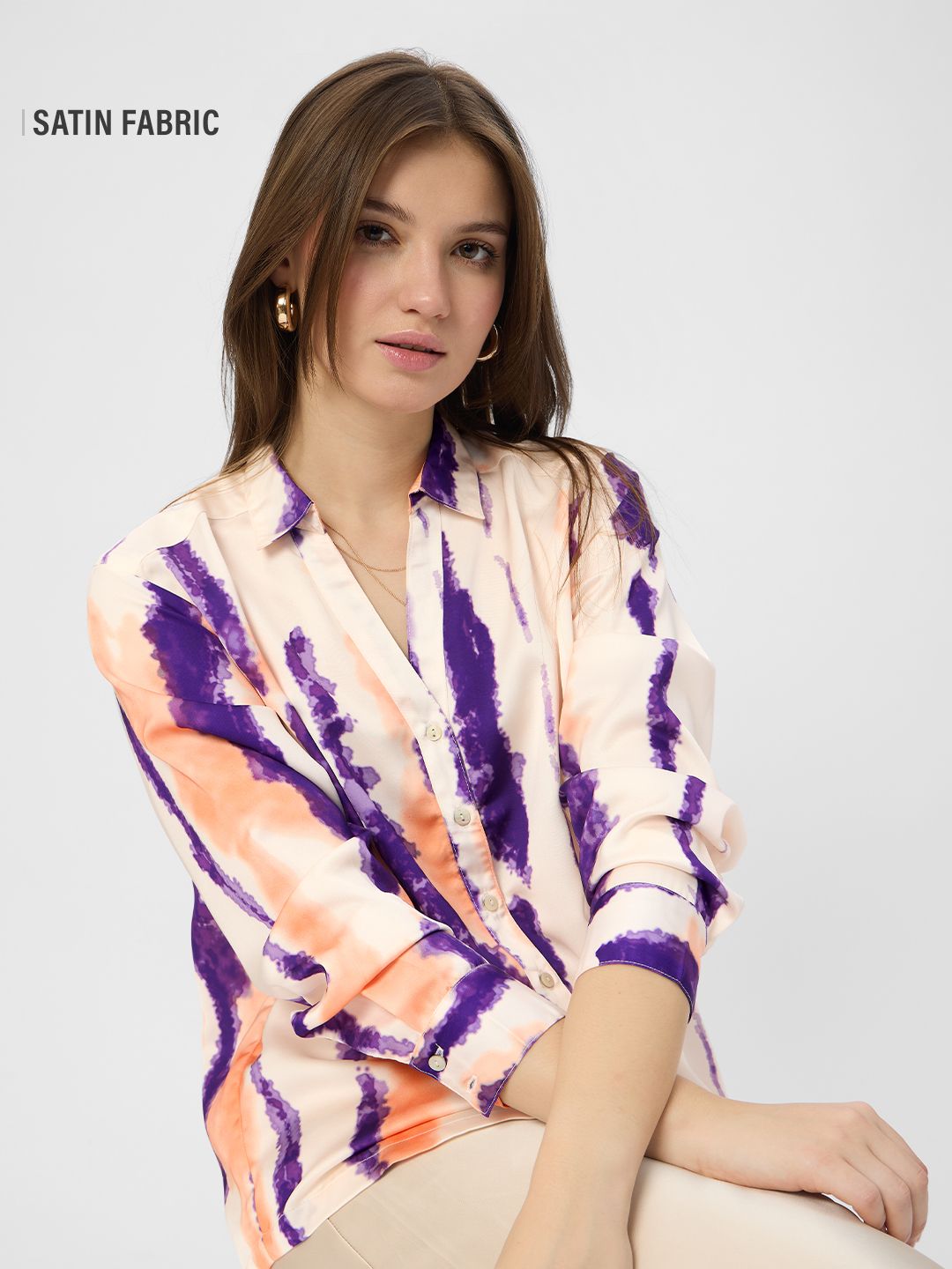 Satin Shirt: Nebula Women Relaxed Shirts
