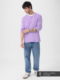 Supima: Storm Lilac Supima Full Sleeve Henley T-Shirts
